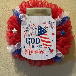 Patriotic Wreath with Fireworks Design